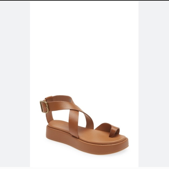 Caslon Shoes - CASLON Audrina Brown Leather Platform Strappy Walking Sandals Size 8.5